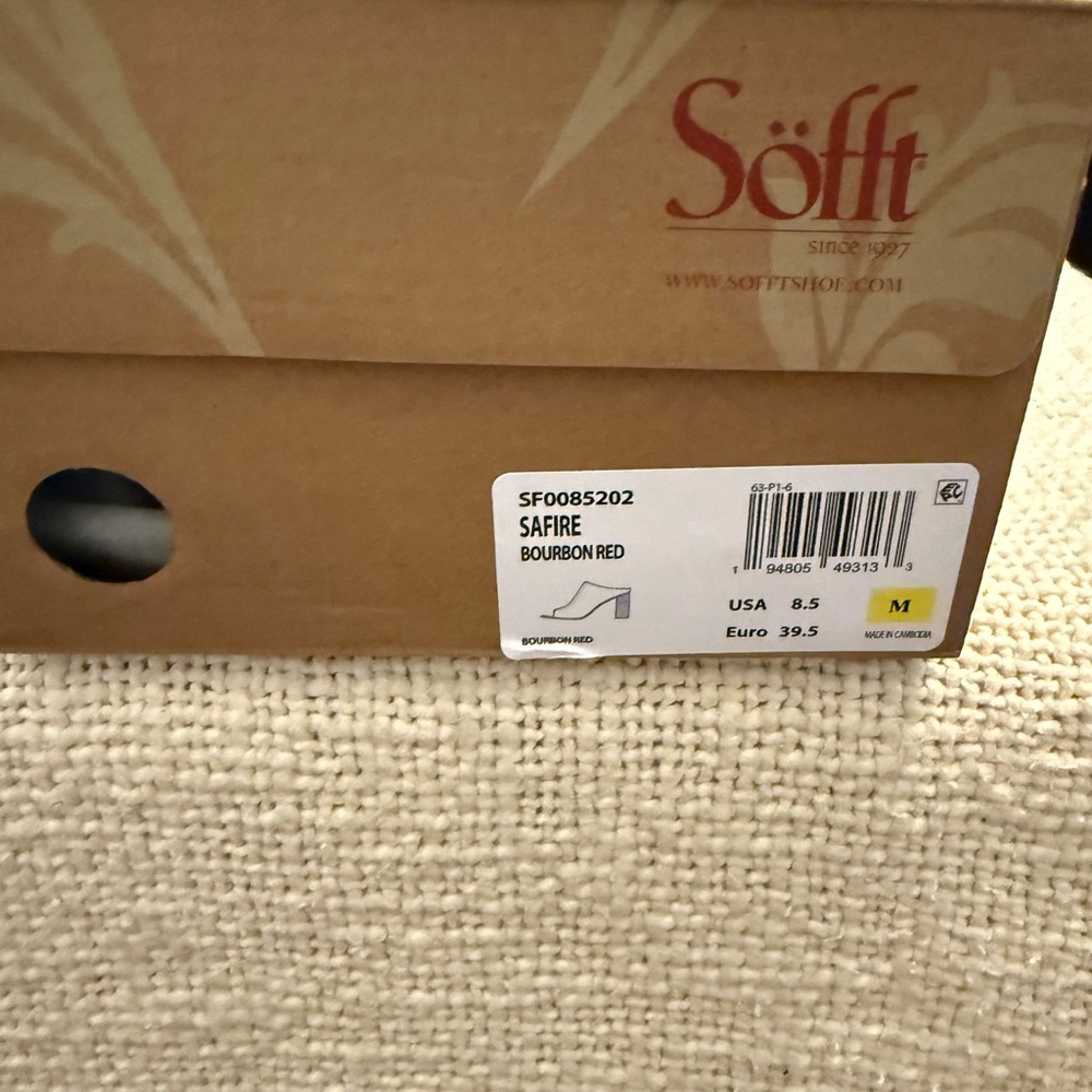 Sofft Burgundy Leather Open-Toe Mule Sandals - Picture 8 of 8